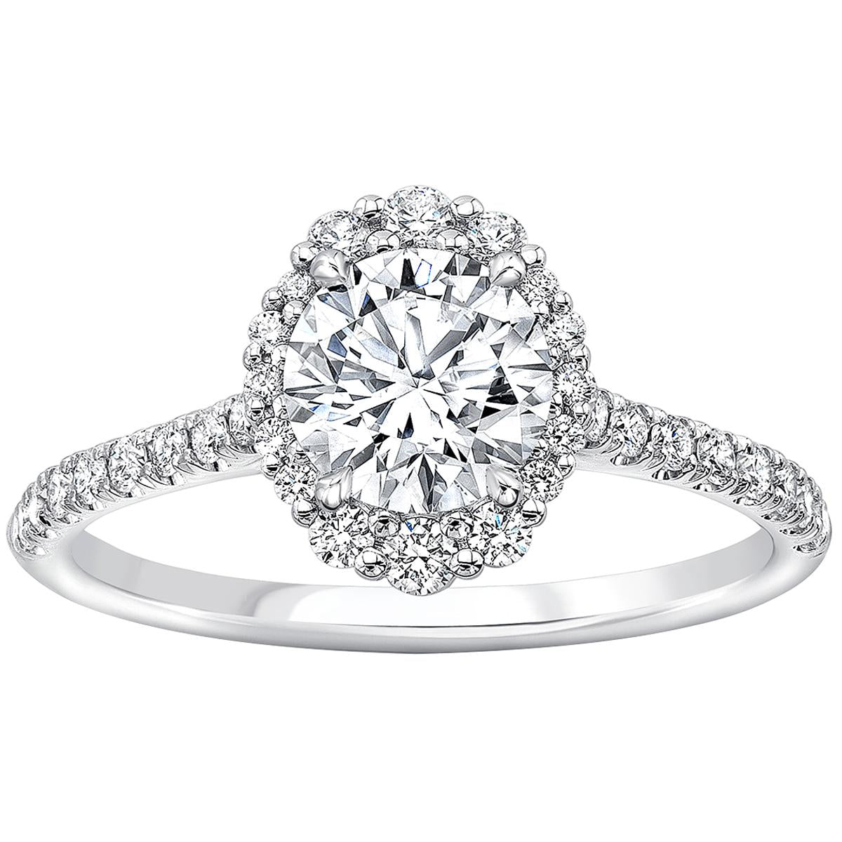 Platinum 1.34ctw Diamond Round Halo 1.00ctw Round Brilliant Cut Centre Ring