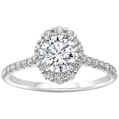 Platinum 1.34ctw Diamond Round Halo 1.00ctw Round Brilliant Cut Centre Ring