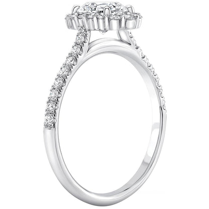 Platinum 1.34ctw Diamond Round Halo 1.00ctw Round Brilliant Cut Centre Ring