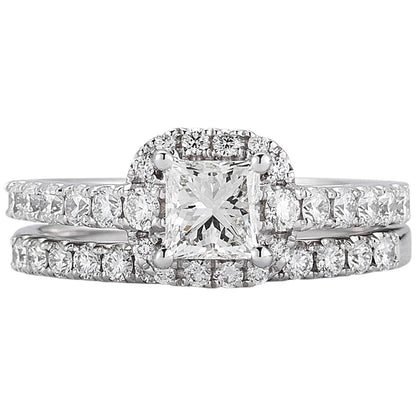 Platinum 1.42ctw Diamond Bridal Set 0.72ctw Centre
