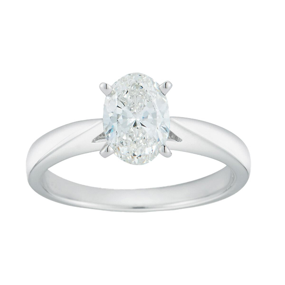 Platinum 1ctw Oval Diamond 4 Prong Ring