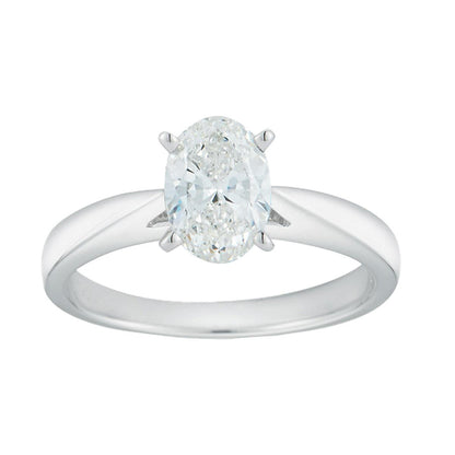 Platinum 1ctw Oval Diamond 4 Prong Ring