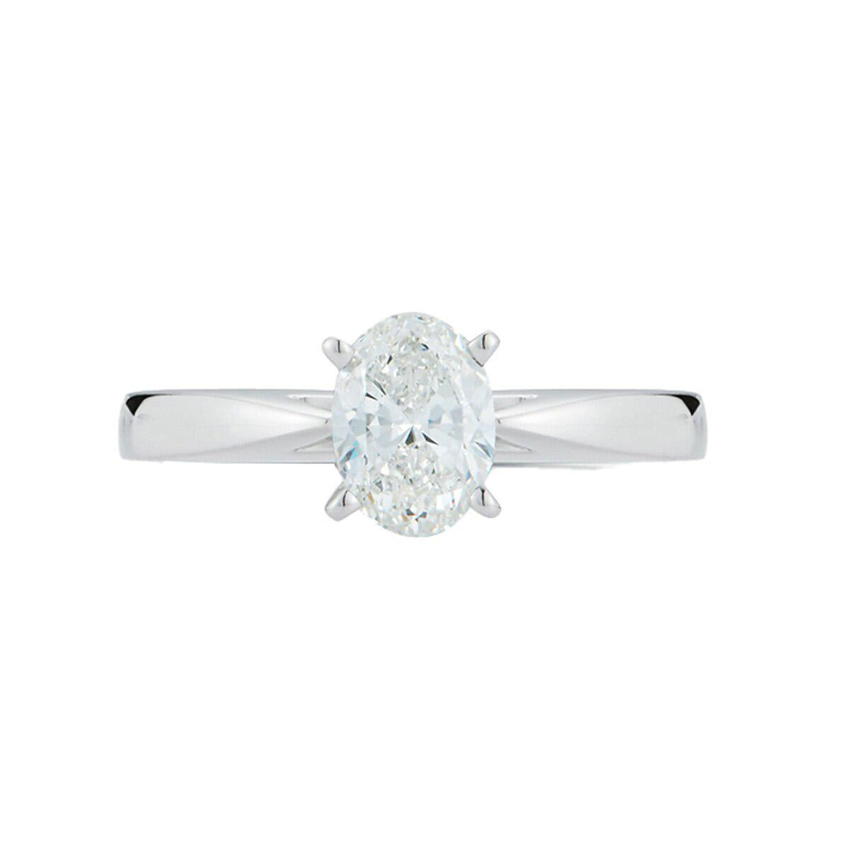Platinum 1ctw Oval Diamond 4 Prong Ring