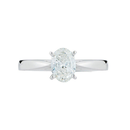Platinum 1ctw Oval Diamond 4 Prong Ring
