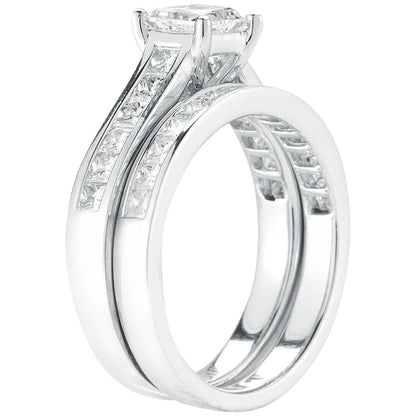 Platinum 2.05ctw Princess Cut Diamond Bridal Set