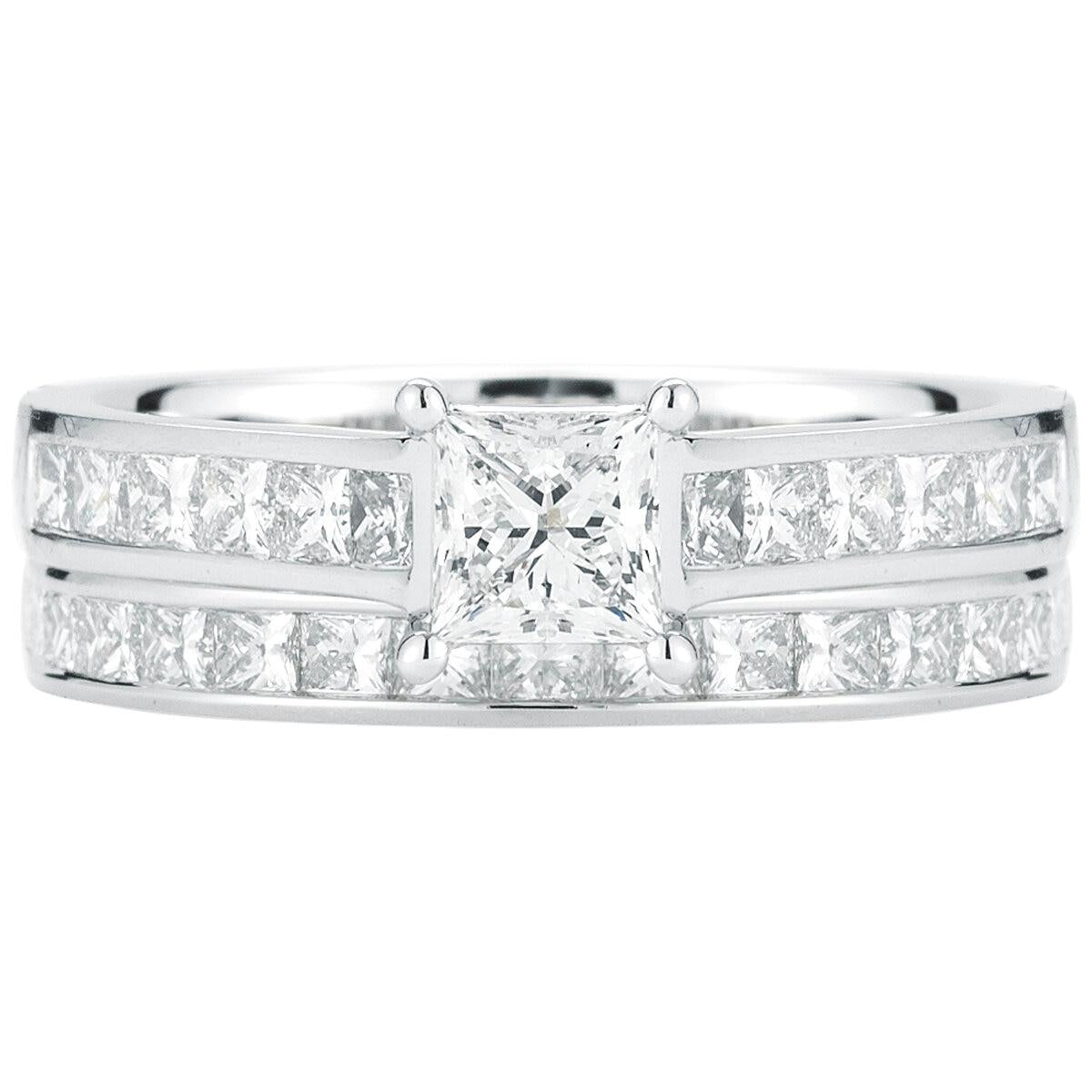 Platinum 2.05ctw Princess Cut Diamond Bridal Set
