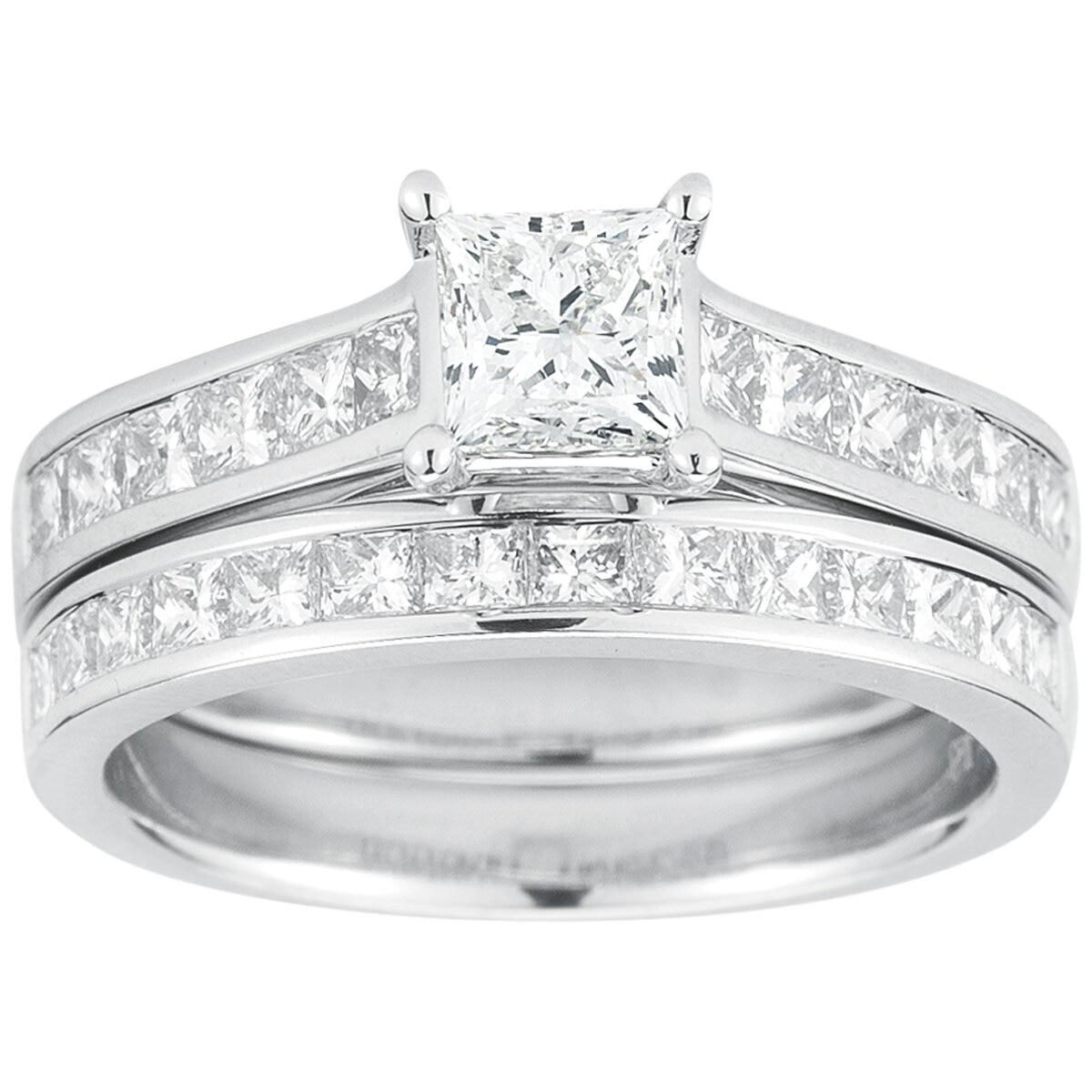 Platinum 2.05ctw Princess Cut Diamond Bridal Set