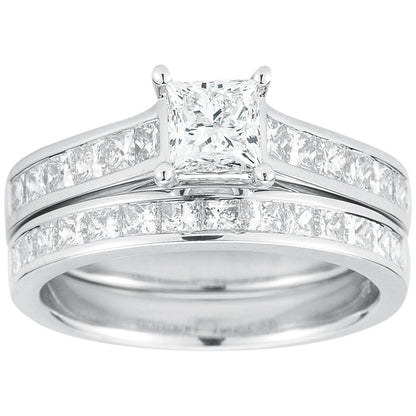 Platinum 2.05ctw Princess Cut Diamond Bridal Set