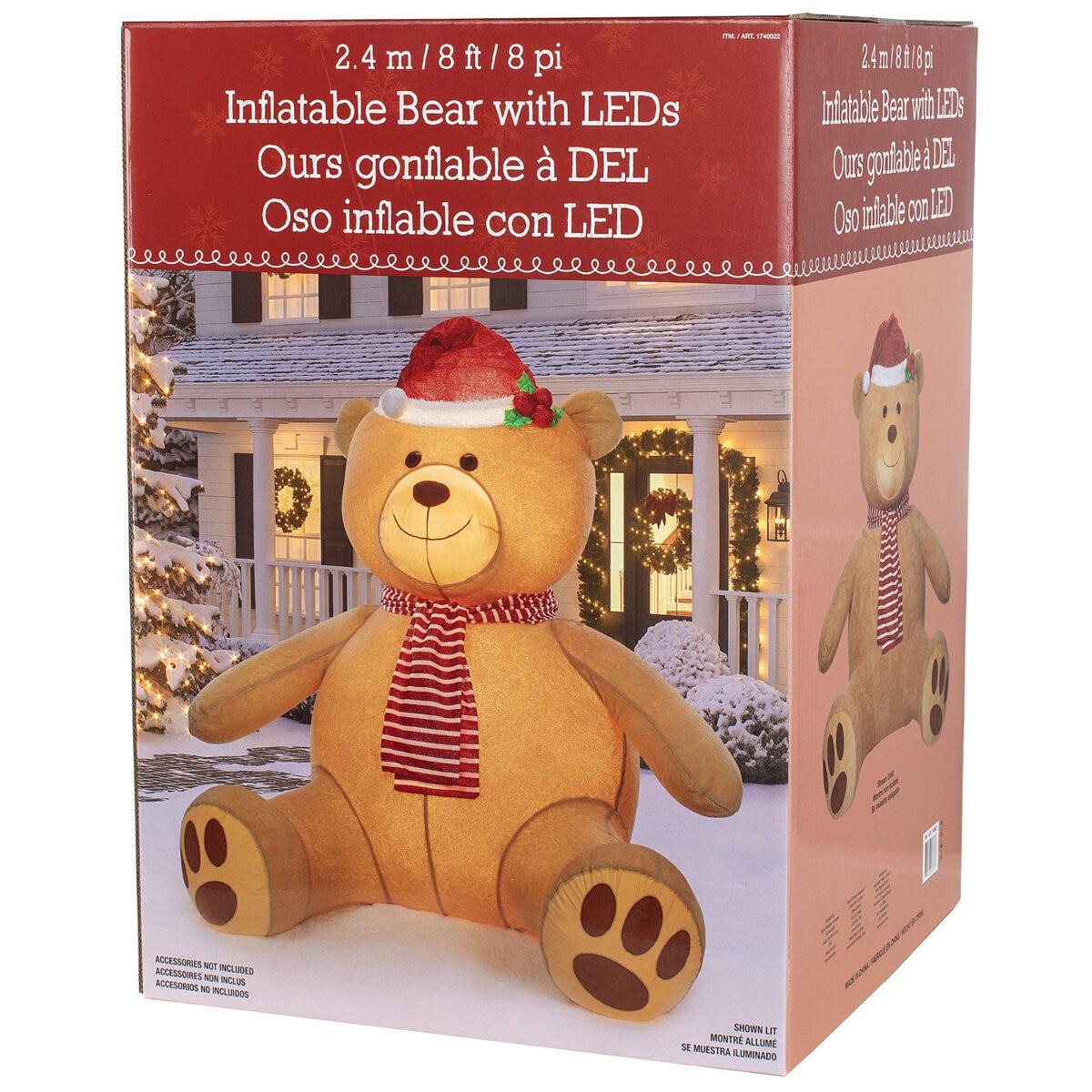 Plush Inflatable Teddy Bear With Lights 2.4M