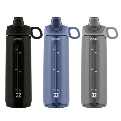 Pogo Tritan Water Bottle 946 ml x 3 Piece Storm Black Grey