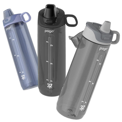 Pogo Tritan Water Bottle 946 ml x 3 Piece Storm Black Grey