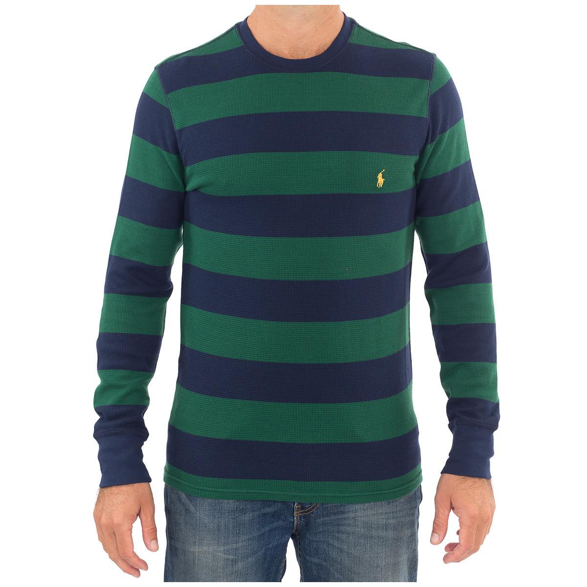 Polo Ralph Lauren Men's Long Sleeve Rugby Polo Red and Navy Stripe
