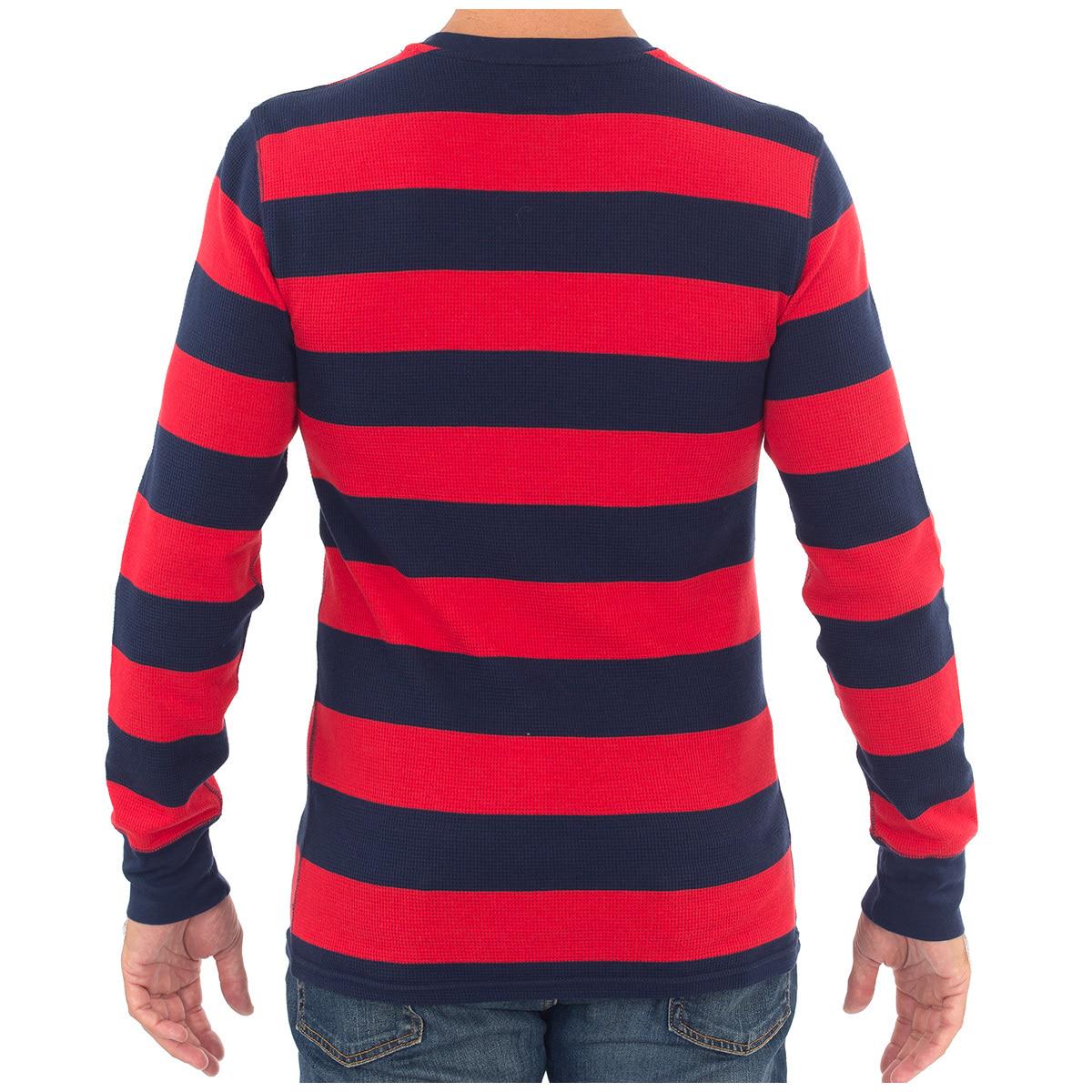 Polo Ralph Lauren Men's Long Sleeve Rugby Polo Red and Navy Stripe