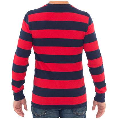 Polo Ralph Lauren Men's Long Sleeve Rugby Polo Red and Navy Stripe