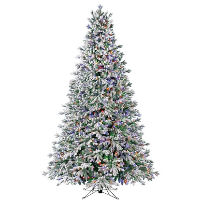 Pre-Lit Aspen Flocked Glitter Christmas Tree 2.2M