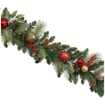 Pre-Lit Decorated Garland Red/Gold 2.74M