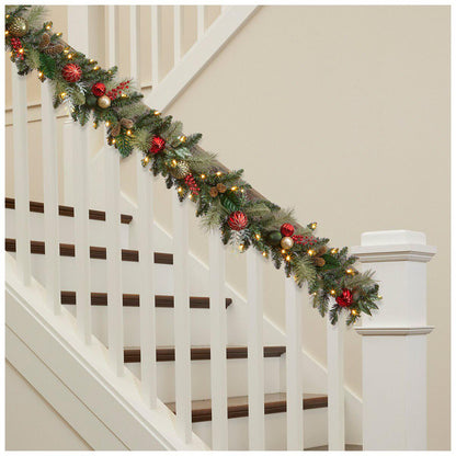 Pre-Lit Decorated Garland Red/Gold 2.74M