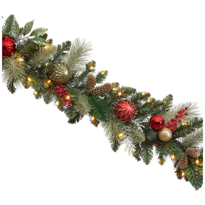 Pre-Lit Decorated Garland Red/Gold 2.74M