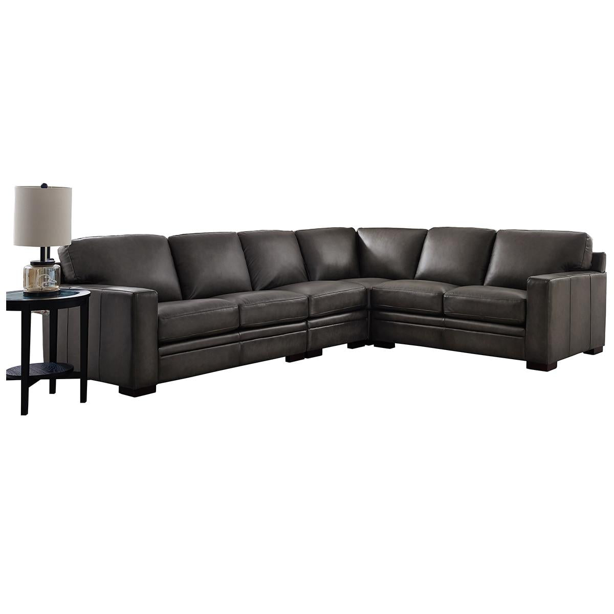 Prospera Home Luca Leather Sectional Grey