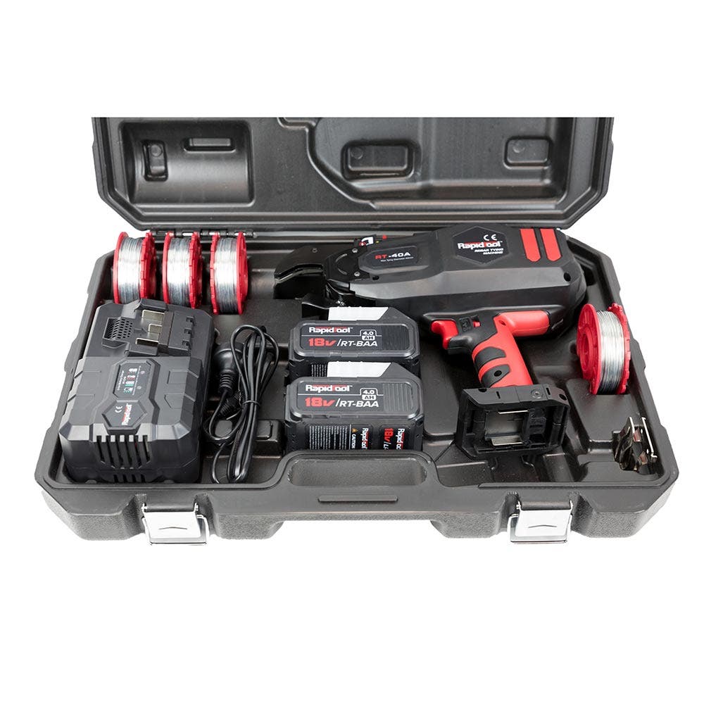 RAPIDTOOL 18V Brushless 2 X 4.0Ah 40mm Rebar Tying Tool Kit RT-40A