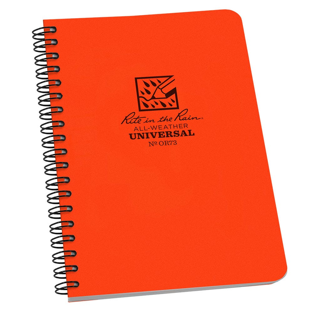 RITE IN THE RAIN Side Spiral 4.625 X 7 Polydura Notebook - Universal - Blaze Orange XROR73