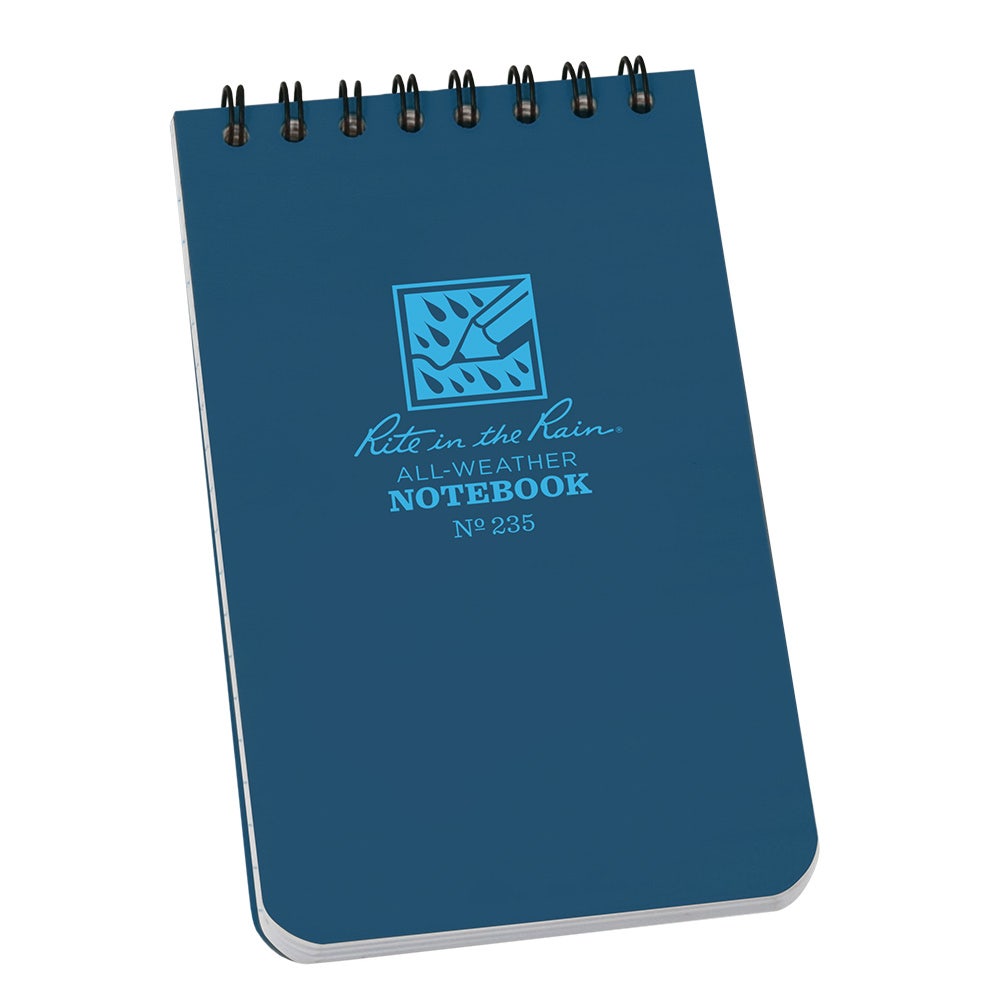 RITE IN THE RAIN Top Spiral 3 x 5 Polydura Notebook - Universal - Blue XR235
