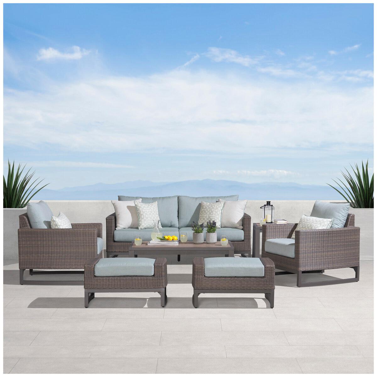 RST Brands Milea Outdoor Seating 7 Piece Set Blue
