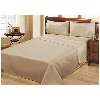 Ramesses 1000 Thread Count Pima Cotton Narrow Stripe Queen Sheet Set Mocha