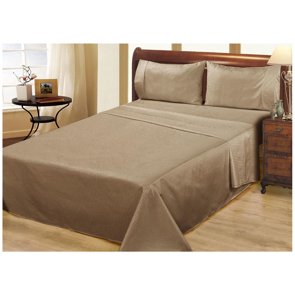 Ramesses 1000 Thread Count Pima Cotton Narrow Stripe Queen Sheet Set Ice Blue