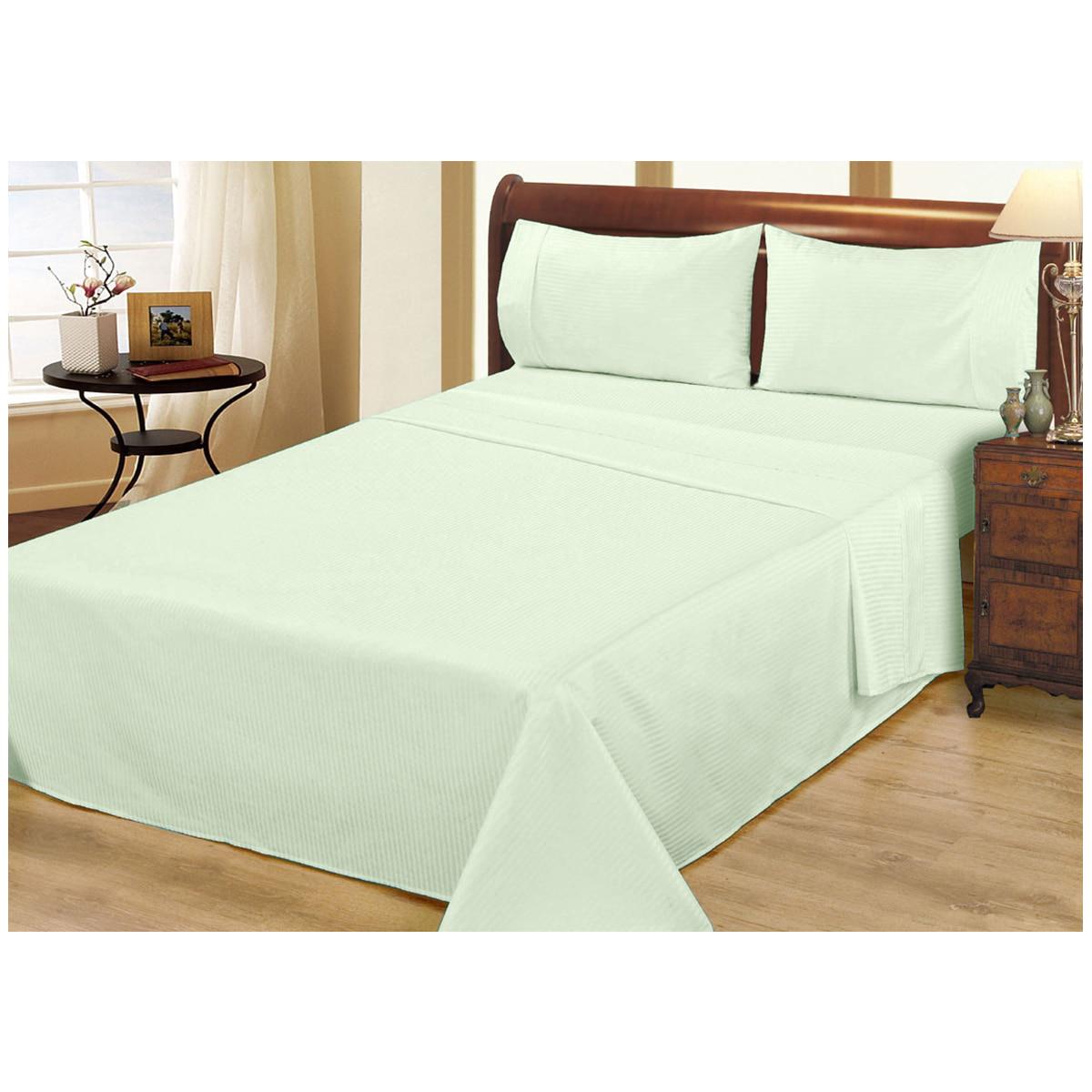 Ramesses 1000 Thread Count Pima Cotton Narrow Stripe Queen Sheet Set Mocha