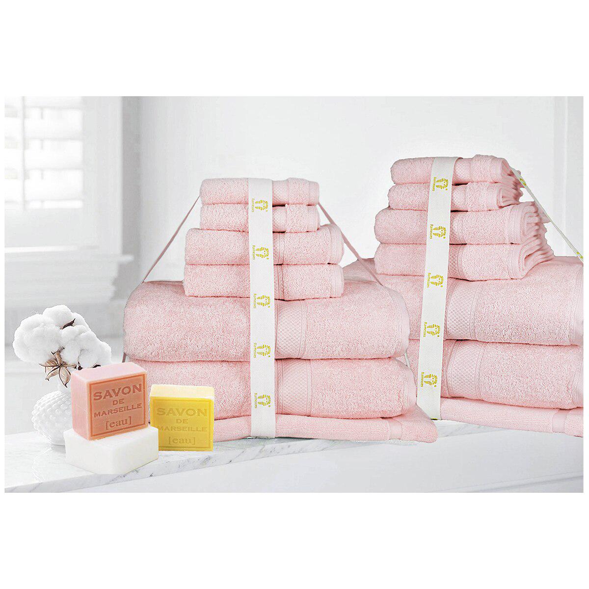 Ramesses 100% Cotton Towel Soft Pink 14 Piece Set