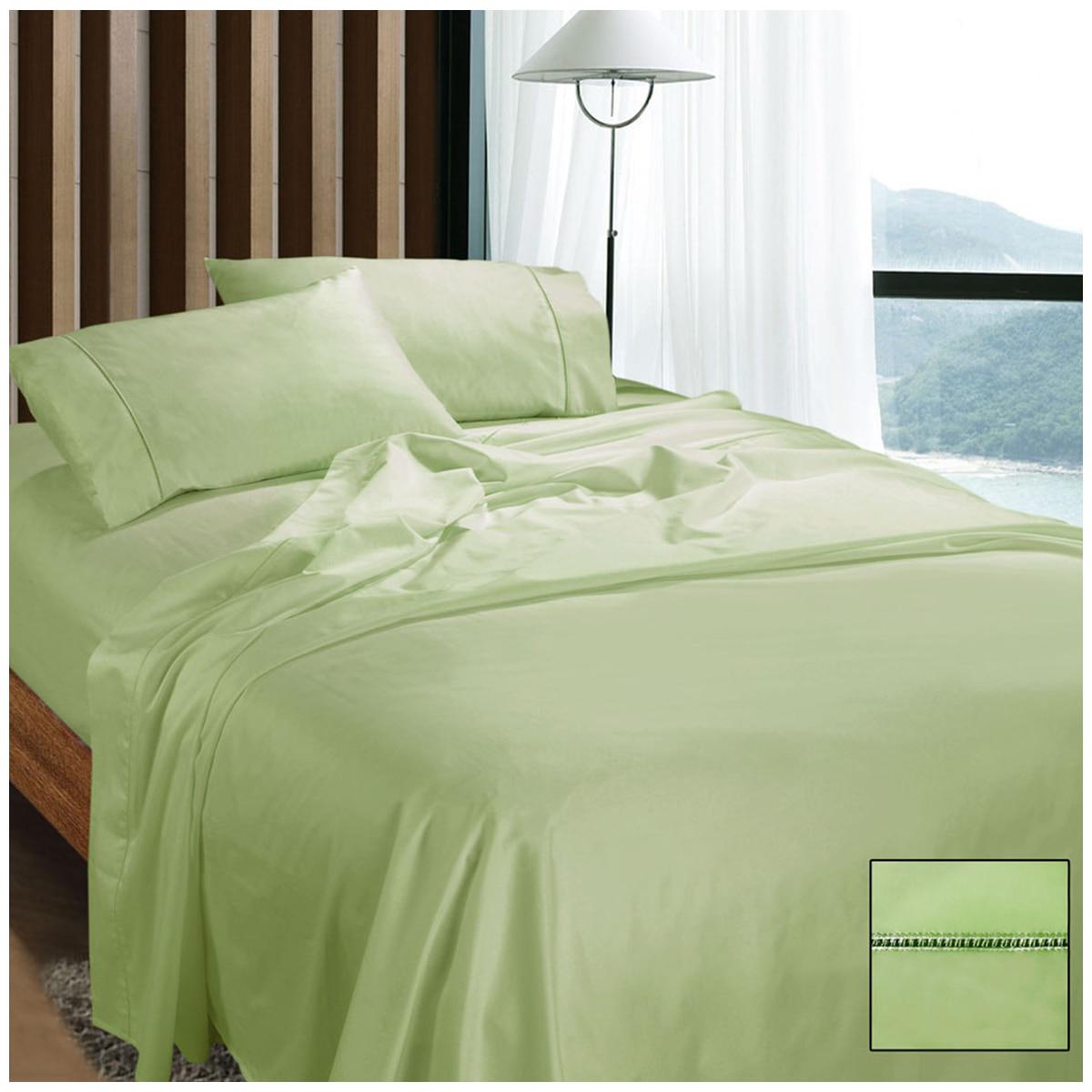 Ramesses 1100 Thread Count Cotton Sateen King Sheet Set Mint