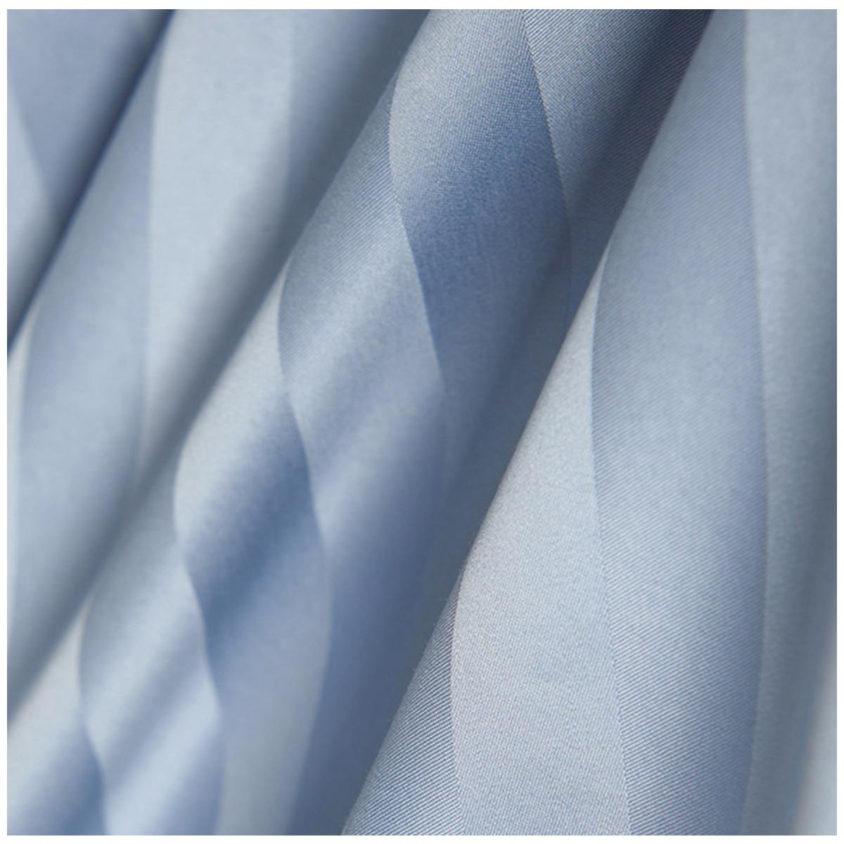 Ramesses 1200 Thread Count Cotton Sateen Stripe Queen Quilt Cover Set Ice Blue