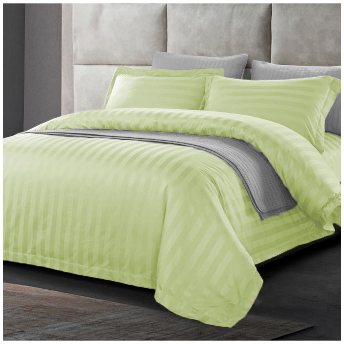 Ramesses 1200 Thread Count Cotton Sateen Stripe King Quilt Cover Set Cream