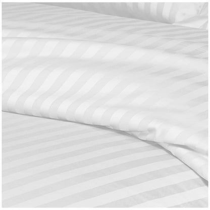 Ramesses 1200 Thread Count Cotton Sateen Stripe Queen Quilt Cover Set White