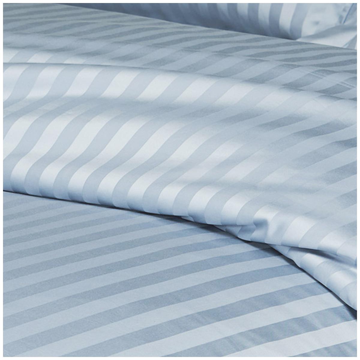 Ramesses 1200 Thread Count Cotton Sateen Stripe Queen Quilt Cover Set Ice Blue