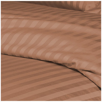 Ramesses 1200 Thread Count Cotton Sateen Stripe King Quilt Cover Set Chocolate