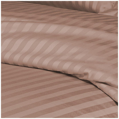 Ramesses 1200 Thread Count Cotton Sateen Stripe Queen Quilt Cover Set Coffee
