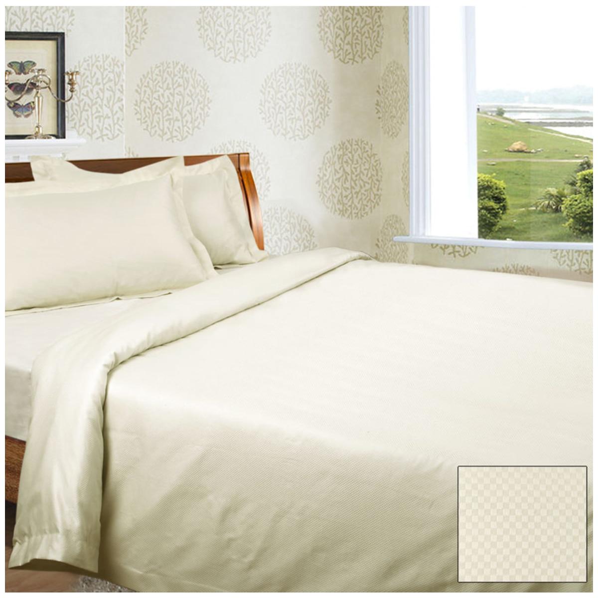 Ramesses 1350 TC Check Cotton Queen Quilt Cover Set