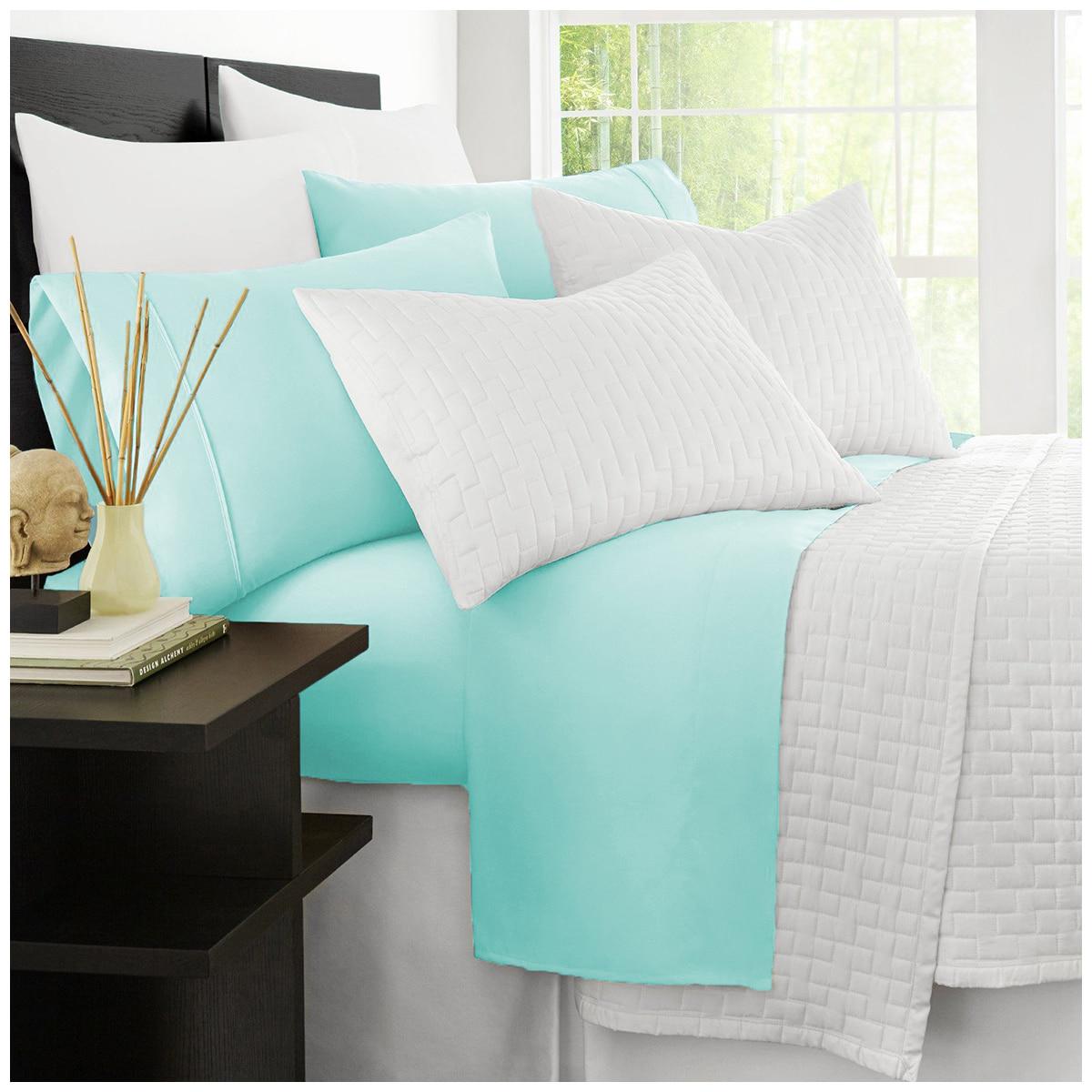 Ramesses 2000 Thread Count Bamboo King Single Sheet Set Aqua