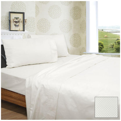 Ramesses Diamond Check Cotton Sateen Dobbly 1350 Thread Count King Quilt Cover Set Linen