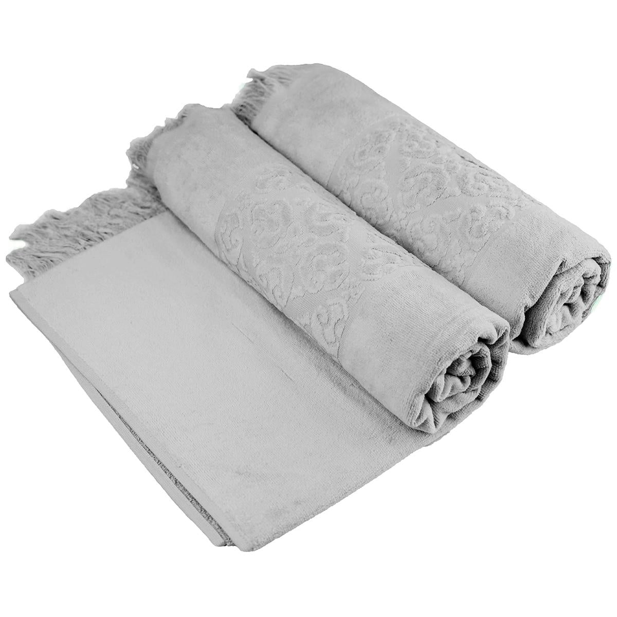 Ramesses Jacquard Velour Cotton Bath Towel Charcoal 2 Pack