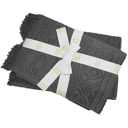 Ramesses Jacquard Velour Cotton Bath Towel Charcoal 2 Pack
