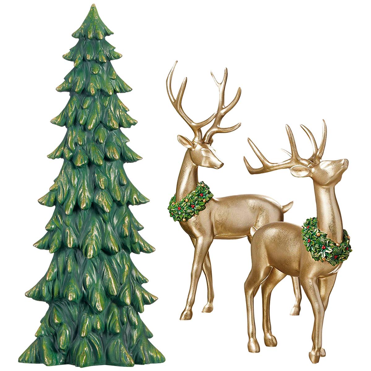 Reindeer with Tree Christmas Decoration
