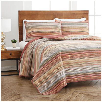 Retro Chic Queen Quilt 3 Piece Set Spice Multi