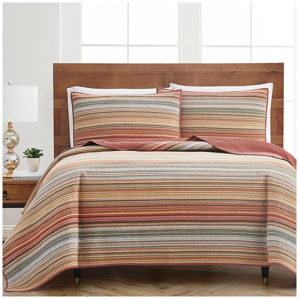 Retro Chic Queen Quilt 3 Piece Set Spice Multi