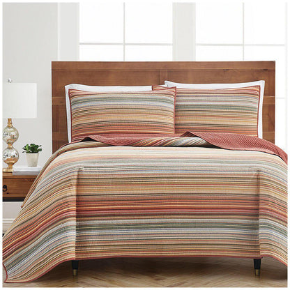 Retro Chic Queen Quilt 3 Piece Set Spice Multi