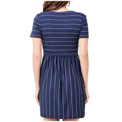 Ripe Maternity Women's Crop Top Nursing Dress Indigo/White