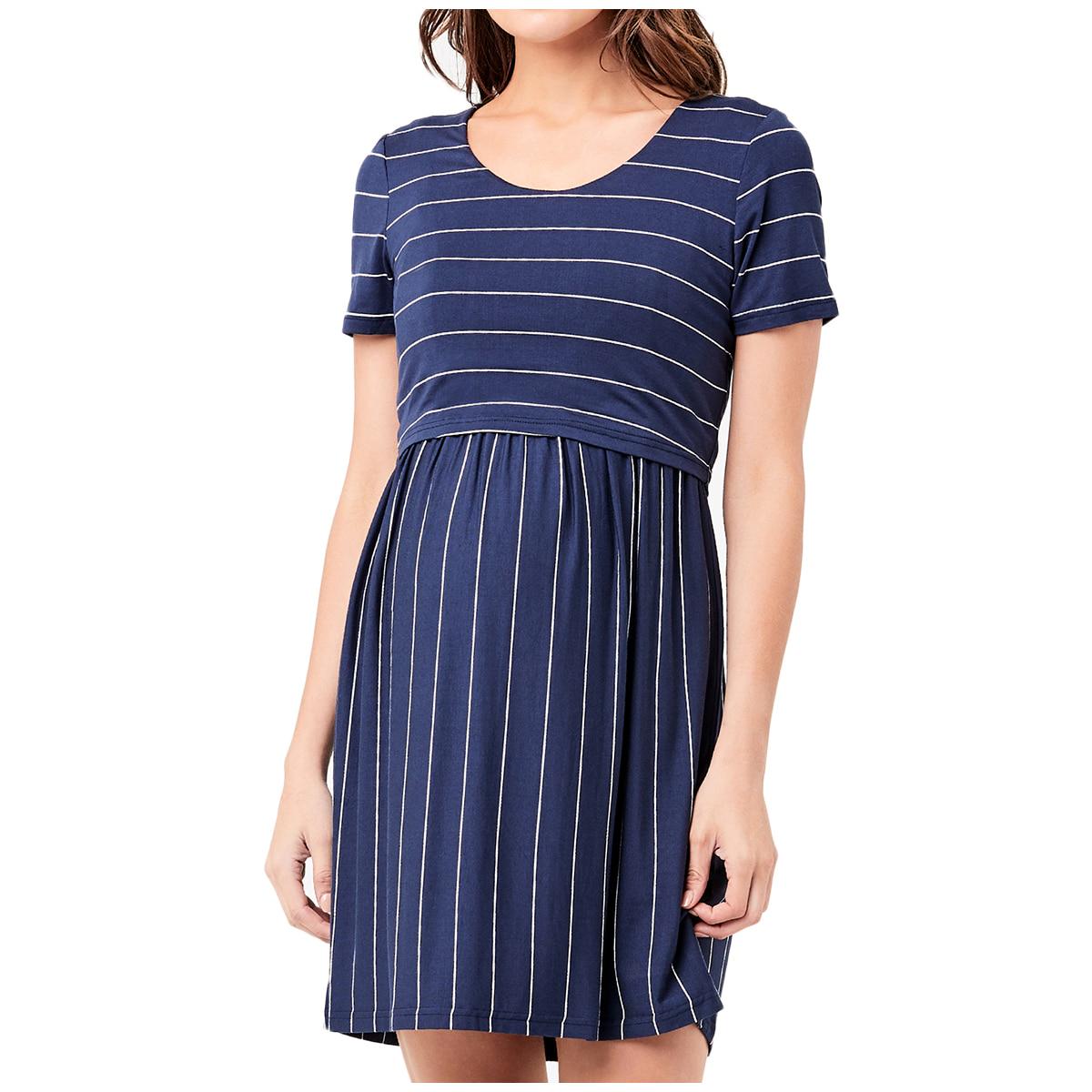 Ripe Maternity Women's Crop Top Nursing Dress Indigo/White
