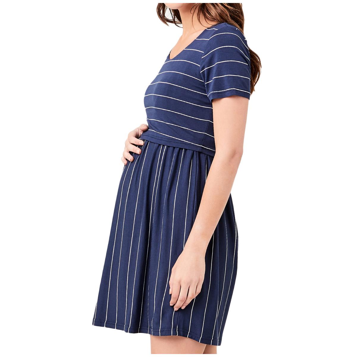 Ripe Maternity Women's Crop Top Nursing Dress Indigo/White